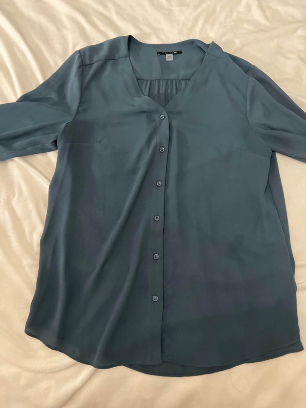 T Tahari Slate Blue Blouse